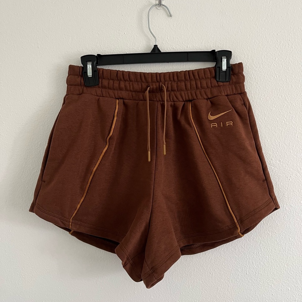 Nike Women's Brown Athletic Shorts with Gold Trim